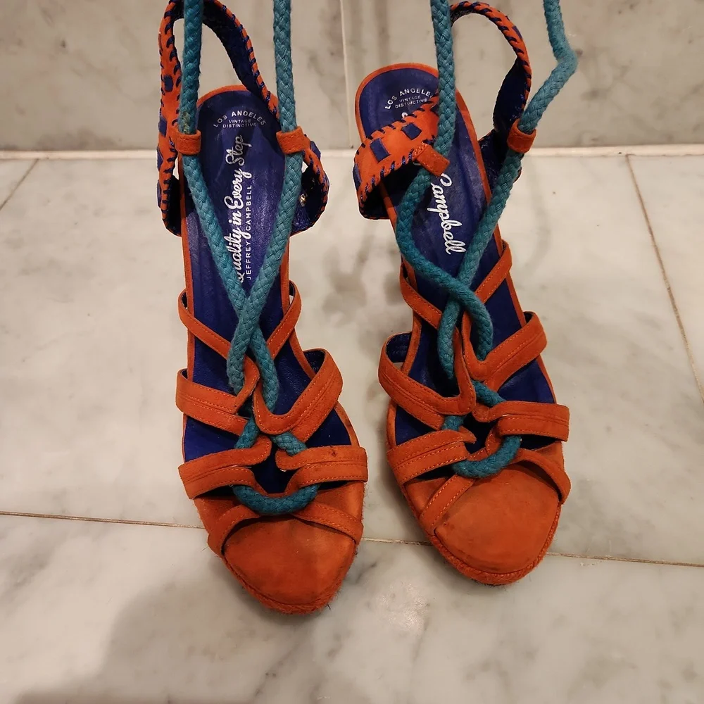 Jeffrey Campbell Orange and Blue Heels - Picture 4 of 5